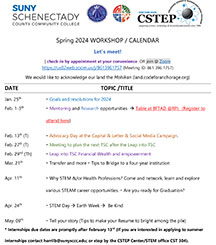 Image of the spring 2024 CSTEP calendar. Clicking will take you to a PDF.