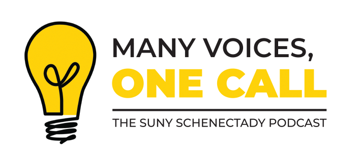 Many Voices, One Call podcast logo.