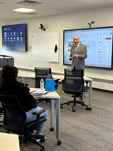 Professor Matt Farron in the hyflex classroom.