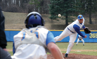 SCCC baseball pitcher on the mound.