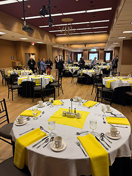 Van Curler Room set up for a banquet.