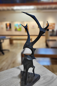 Close up of an iron sculpture in the Rise Gallery.