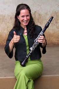 Michele Von Haugg holding a clarinet