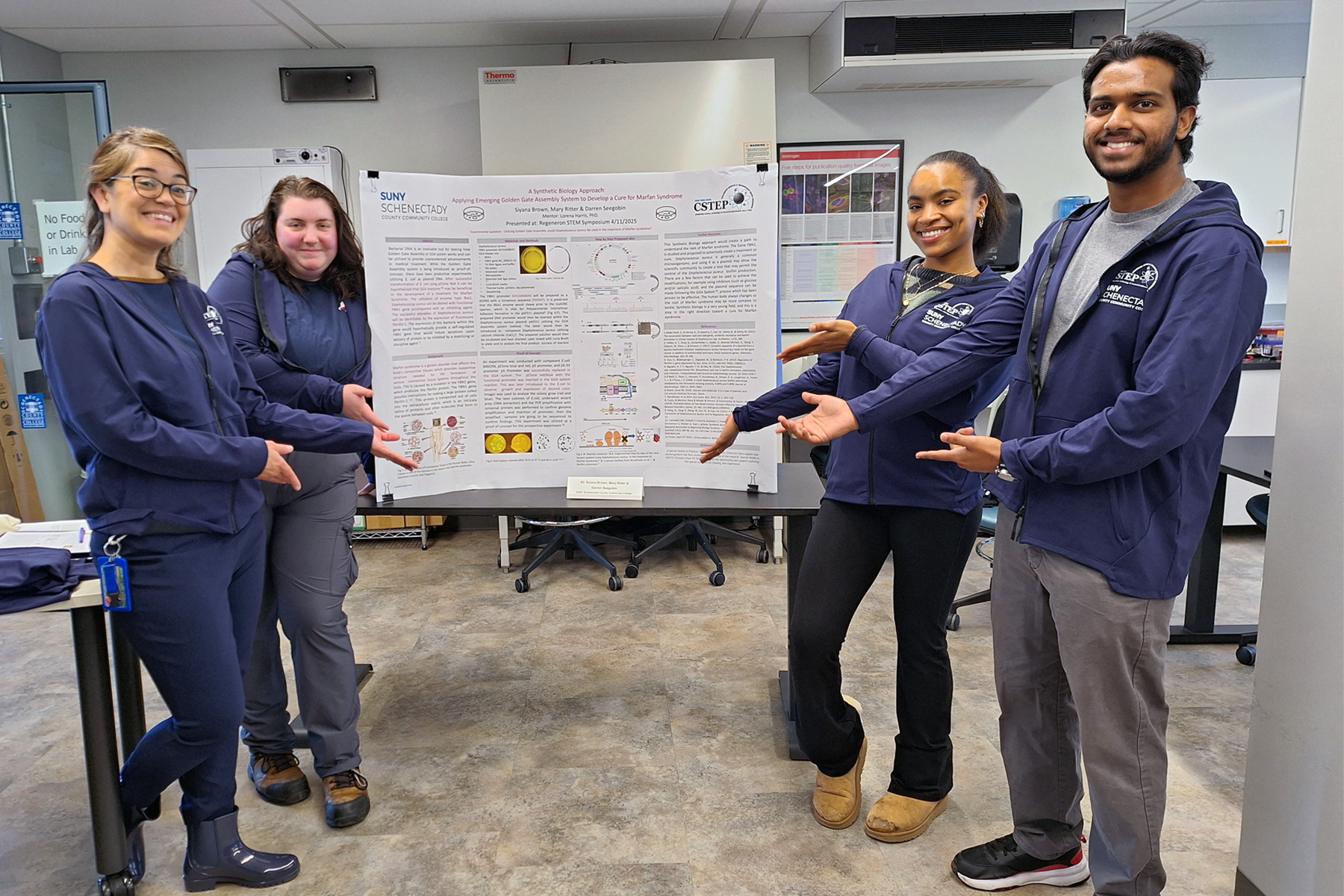 Biotechnology students and faculty member, Dr. Lorena Harris.
