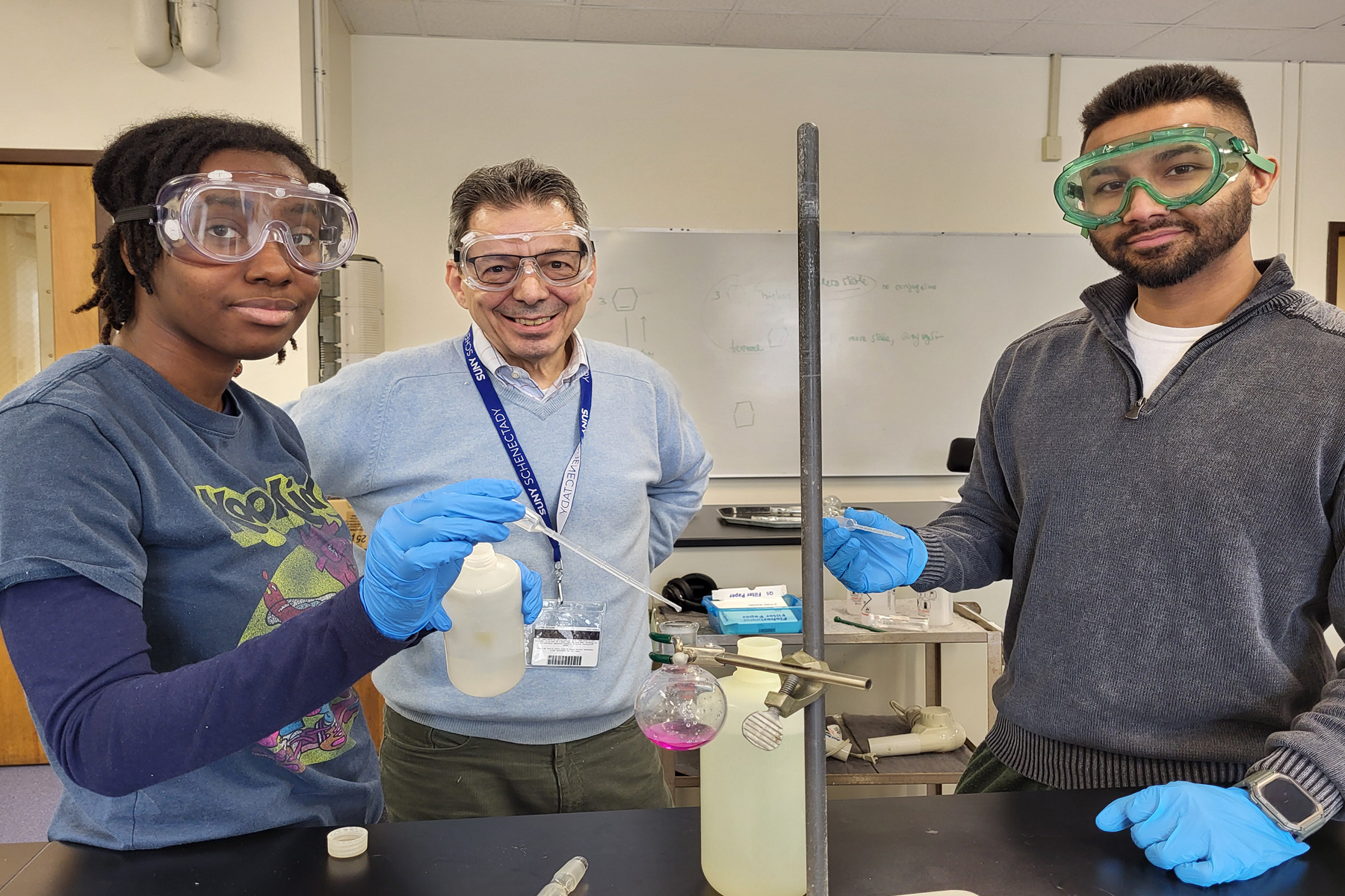 Dr. Fontana and students in Chemistry Lab